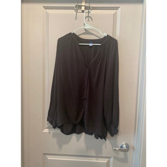 Old Navy Tops - Old Navy XXL Black Button Front V-Neck Blouse